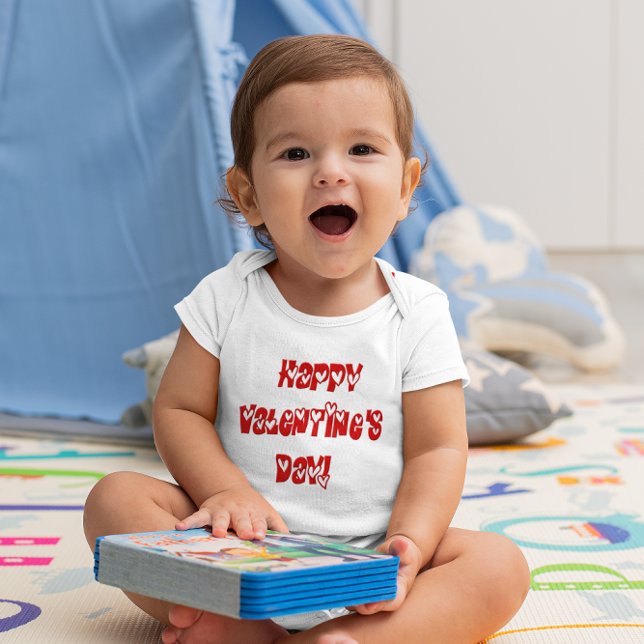 Herzlichen Glückwunsch Valentinstag Baby Strampler (Happy Valentine's Day with Hearts Baby Bodysuit)