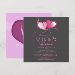 Herzlichen Glückwunsch Valentinstag, süß-rosa Herz Einladung