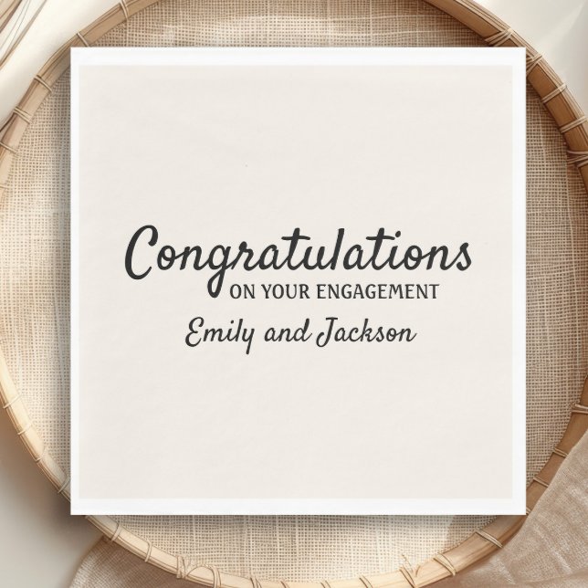 Herzlichen Glückwunsch Verlobung Script Name Cream Serviette ("Congratulations on your engagement" custom paper napkins)