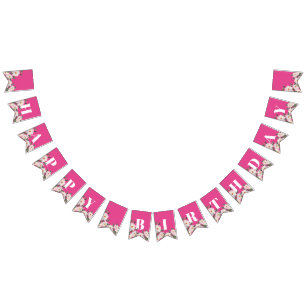 Herzlichen Glückwunsch Watercolor Pink Roses Balle Wimpelkette