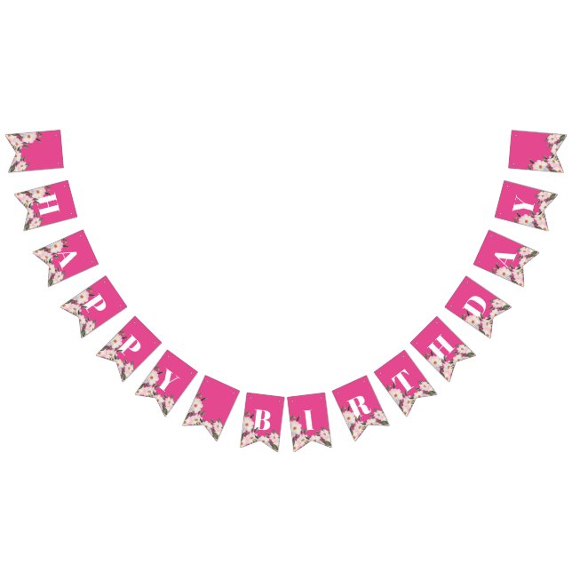 Herzlichen Glückwunsch Watercolor Pink Roses Balle Wimpelkette (Alle)