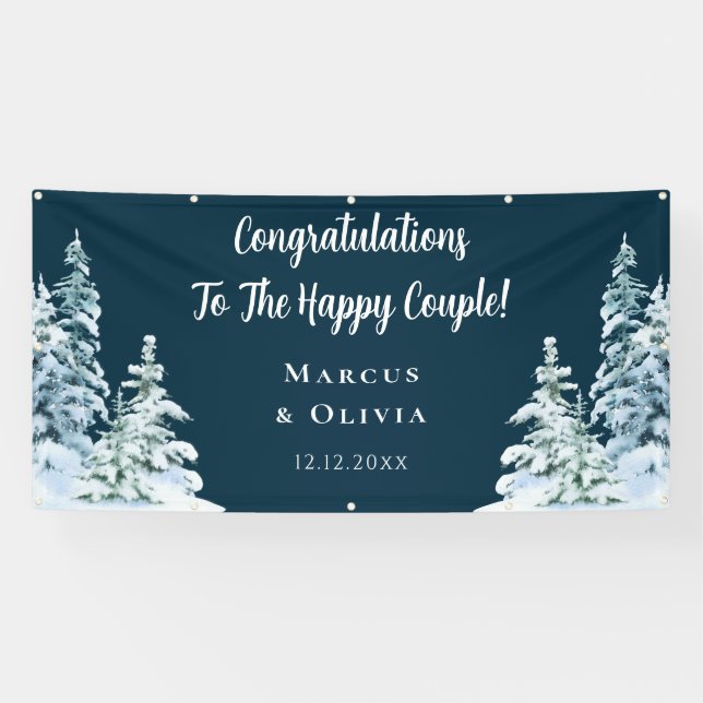 Herzlichen Glückwunsch Winter Verlobung Hochzeit Banner (Horizontal)