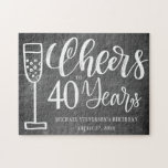 Herzlichen Glückwunsch zu 40 Jahren Chalkboard Geb Puzzle<br><div class="desc">Moderne stilvolle Black Board trendy Beifall zu 40 Jahren gebürstetem Drehbuch Meilenstein / jedes Alter Männer Meilenstein Geburtstag Keepake Geschenk mit gebürsteter handgeschriebener Typografie.            Einfach mit Alter,  Name und Datum personalisieren!                       Geeignet für virtuelle Geburtstagsfeiern über große Entfernungen.</div>