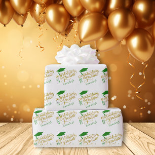 Herzlichen Glückwunsch zu der Monogram Green Gold Geschenkpapier