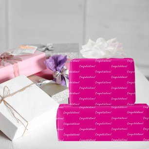 Herzlichen Glückwunsch zu heißen rosa Weiß Geschenkpapier