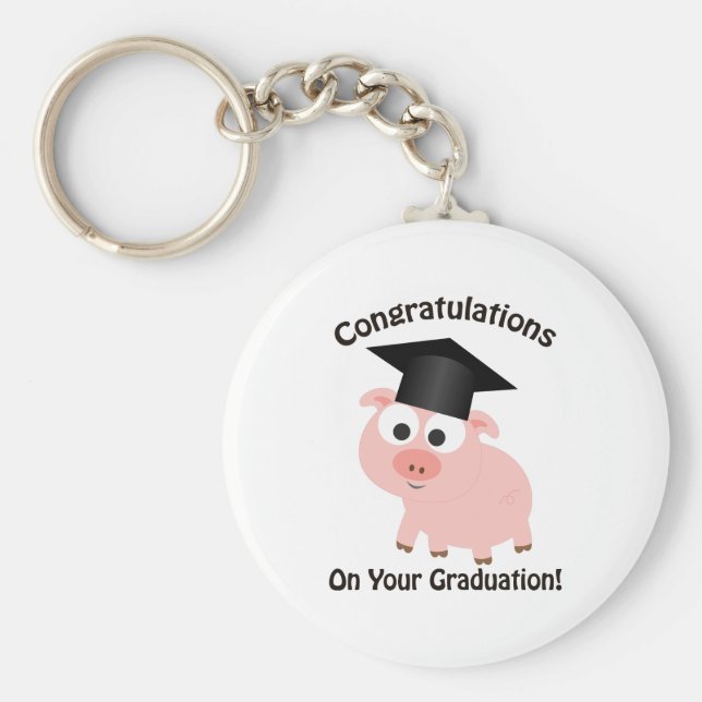 Herzlichen Glückwunsch zu Ihrem Abschluss! Schwein Schlüsselanhänger (Vorne)