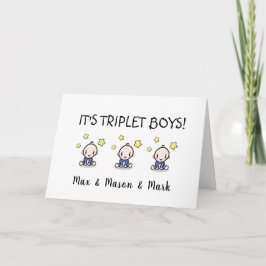 Herzlichen Glückwunsch zu Ihren Triplet Boys, Cust Karte