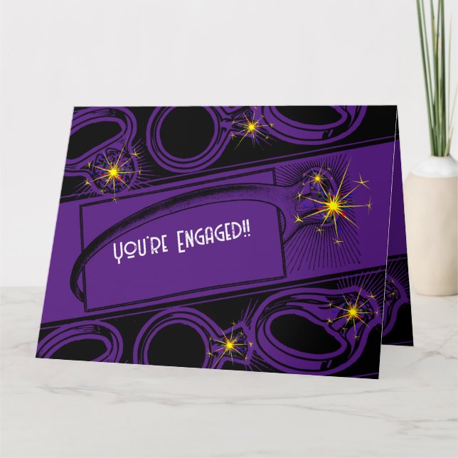 Herzlichen Glückwunsch zu Ihrer Verlobung! (Lila) Karte (Vorderseite)