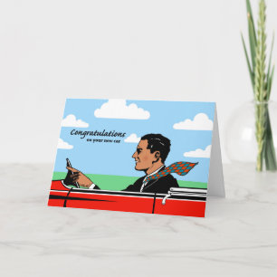 Herzlichen Glückwunsch zu New Car, Sporty Man mit Karte
