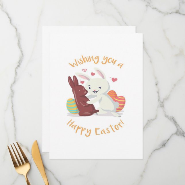 Herzlichen Glückwunsch zu Ostern! Menükarte (Vorderseite/Rückseite Beispiel)