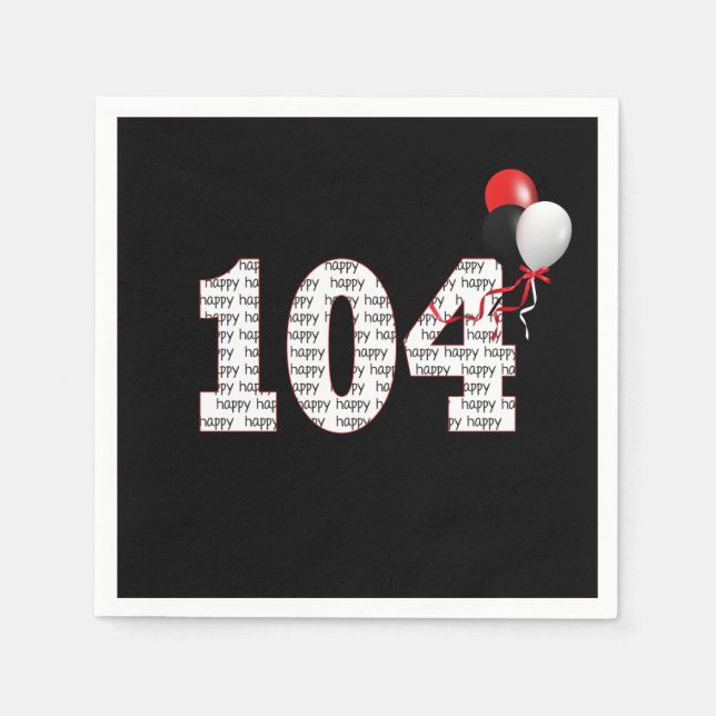 Herzlichen Glückwunsch zum 104. Geburtstag auf Bla Serviette (Vorderseite)