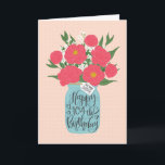 Herzlichen Glückwunsch zum 104. Geburtstag Sister  Karte<br><div class="desc">Ein Maurerkirsch gefüllt mit einem herrlichen Haufen von Bannern und weißen Blume mit den handgeschriebenen Worten 'Für meine Schwester' auf dem Etikett und 'Happy 104. Geburtstag' auf dem Maurerglas. Die perfekte Geburtstagskarte zum Geburtstag deiner Schwester! © Ness Nordberg</div>
