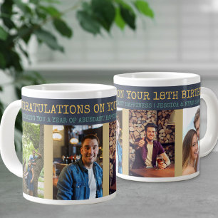 Herzlichen Glückwunsch zum 18. Geburtstag 4 Fotos Jumbo-Tasse