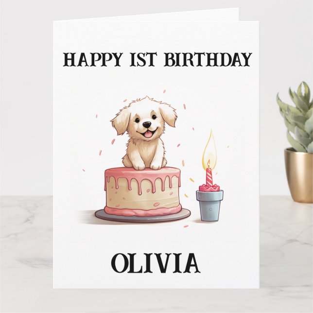 Herzlichen Glückwunsch zum 1. Geburtstag, Name & W Karte (Kleine Pflanze)