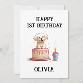 Herzlichen Glückwunsch zum 1. Geburtstag, Name & W Karte