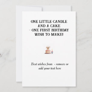 Herzlichen Glückwunsch zum 1. Geburtstag, Name & W Karte