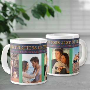 Herzlichen Glückwunsch zum 21. Geburtstag 4 Fotos Jumbo-Tasse