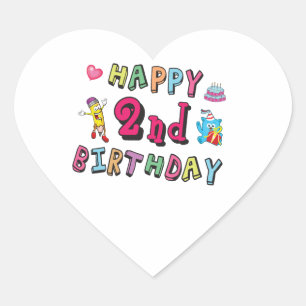 Herzlichen Glückwunsch zum 2. Geburtstag. 2 Jahre Herz-Aufkleber