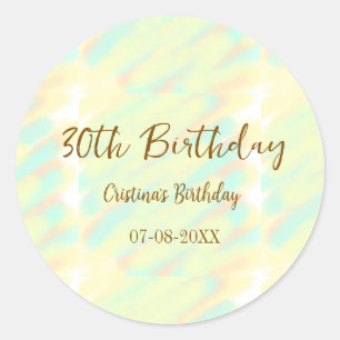 Herzlichen Glückwunsch zum 30. Geburtstag, gelb-or Runder Aufkleber