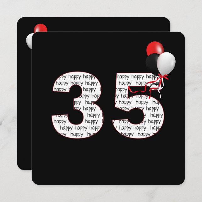 Herzlichen Glückwunsch zum 35. Geburtstag auf schw Einladung (Vorne/Hinten)