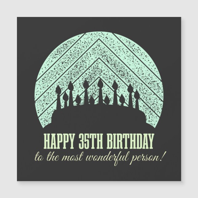 Herzlichen Glückwunsch zum 35. Geburtstag für die  Magnetkarte (Vorderseite)