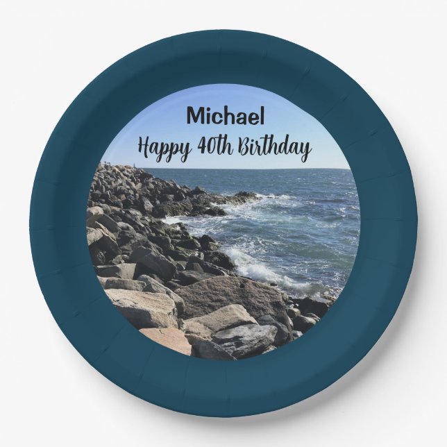 Herzlichen Glückwunsch zum 40. Geburtstag Foto von Pappteller (Vorderseite)