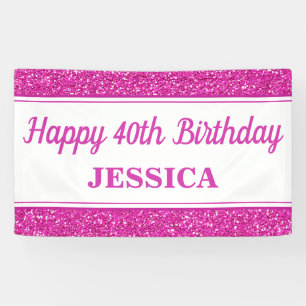 Herzlichen Glückwunsch zum 40. Geburtstag Rosa Gli Banner