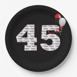 Herzlichen Glückwunsch zum 45. Geburtstag auf der Pappteller
