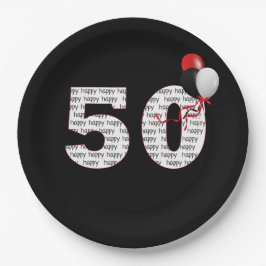 Herzlichen Glückwunsch zum 50. Geburtstag auf der Pappteller