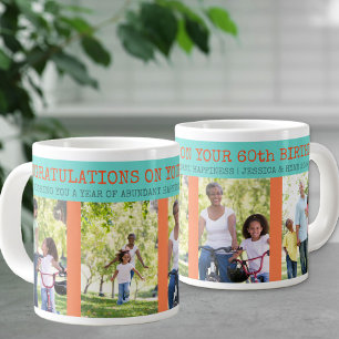 Herzlichen Glückwunsch zum 60. Geburtstag 4 Fotos Jumbo-Tasse