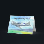 Herzlichen Glückwunsch zum 60. Geburtstag Brother  Karte<br><div class="desc">Eine Geburtstagskarte für einen Bruder oder jeden, der gerne fliegt, mit einem Vintagen Air Force-Flugzeug mit einem blauen und weißen Rollsymbol an der Seite, an dem der Pilot an einem ruhigen, sonnigen Tag mit Aquarell über sanfte Hügel fliegt. Sie können die Karte für ein anderes Alter und eine andere Beziehung...</div>