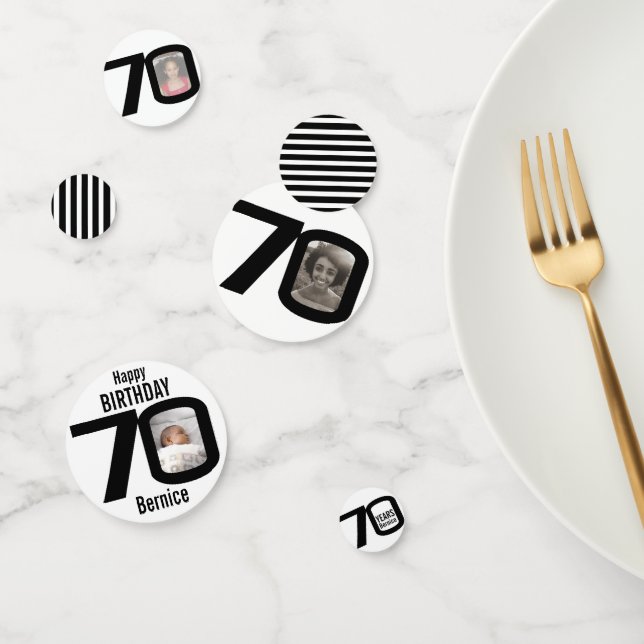 Herzlichen Glückwunsch zum 70. Geburtstag und Foto Konfetti (Gruppe)