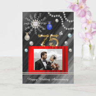 Herzlichen Glückwunsch zum 75. Hochzeitstag in Gol Karte