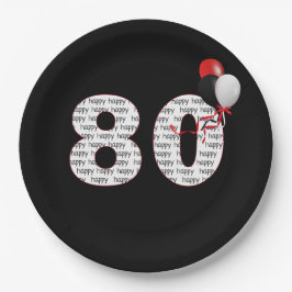 Herzlichen Glückwunsch zum 80. Geburtstag auf der Pappteller