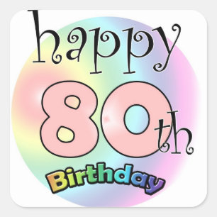 Herzlichen Glückwunsch zum 80. Geburtstag (Rose) Quadratischer Aufkleber