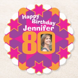 Herzlichen Glückwunsch zum 80. Geburtstag und Foto Untersetzer