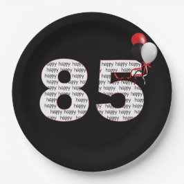 Herzlichen Glückwunsch zum 85. Geburtstag auf der Pappteller