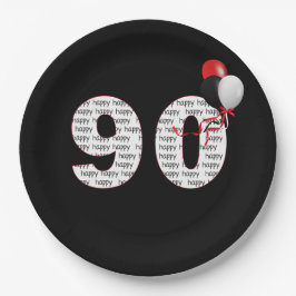 Herzlichen Glückwunsch zum 90. Geburtstag auf der Pappteller