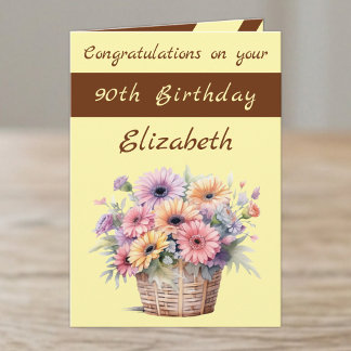 Herzlichen Glückwunsch zum 90. Geburtstag floral b Karte