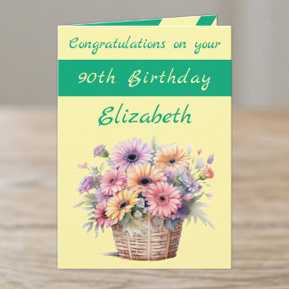 Herzlichen Glückwunsch zum 90. Geburtstag floral g Karte