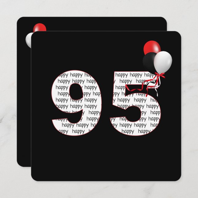 Herzlichen Glückwunsch zum 95. Geburtstag auf schw Einladung (Vorne/Hinten)