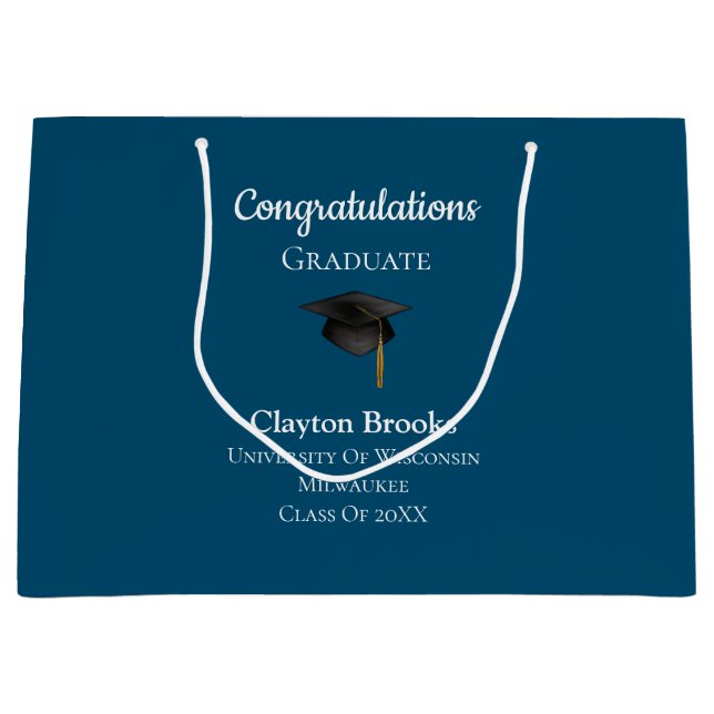 Herzlichen Glückwunsch zum Abschluss mit Cap Große Geschenktüte (Vorderseite)