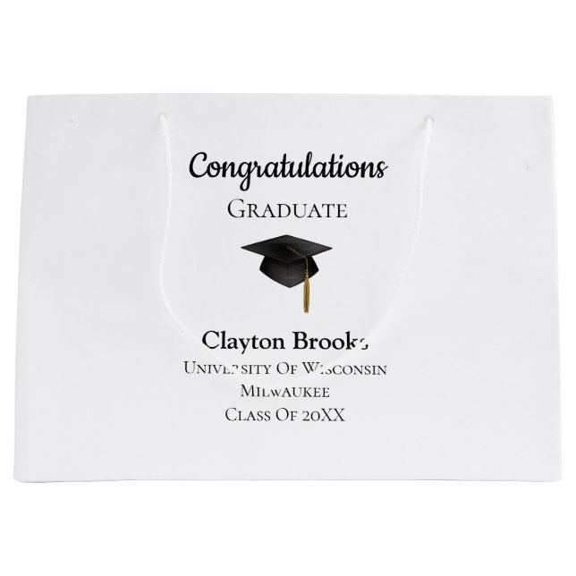 Herzlichen Glückwunsch zum Abschluss mit Cap Große Geschenktüte (Vorderseite)