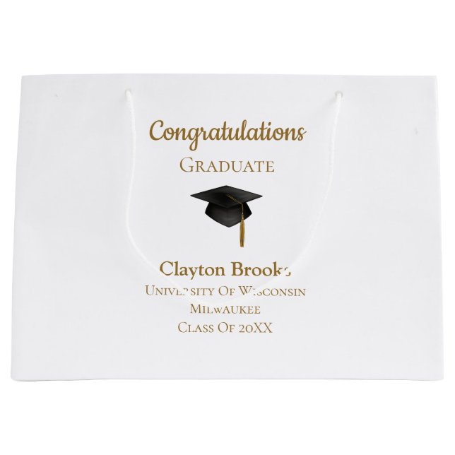 Herzlichen Glückwunsch zum Abschluss mit Cap Große Geschenktüte (Vorderseite)