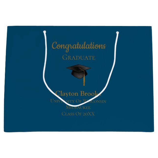 Herzlichen Glückwunsch zum Abschluss mit Cap Große Geschenktüte (Vorderseite)