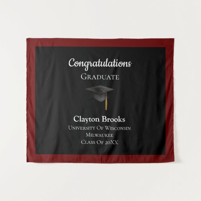 Herzlichen Glückwunsch zum Abschluss mit Cap Wandteppich (Vorderseite (Horizontal))