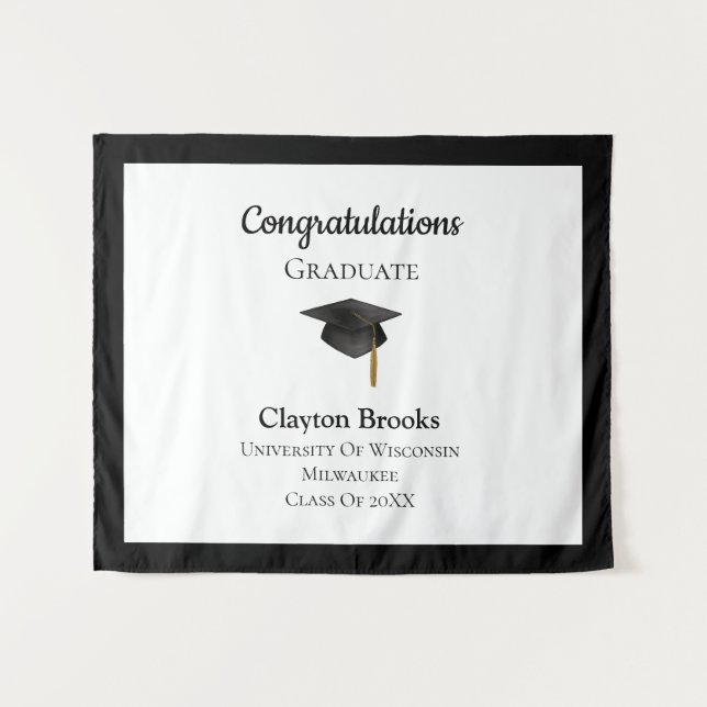 Herzlichen Glückwunsch zum Abschluss mit Cap Wandteppich (Vorderseite (Horizontal))