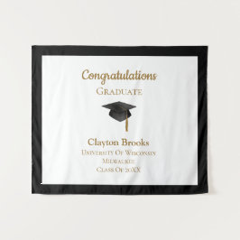 Herzlichen Glückwunsch zum Abschluss mit Cap Wandteppich