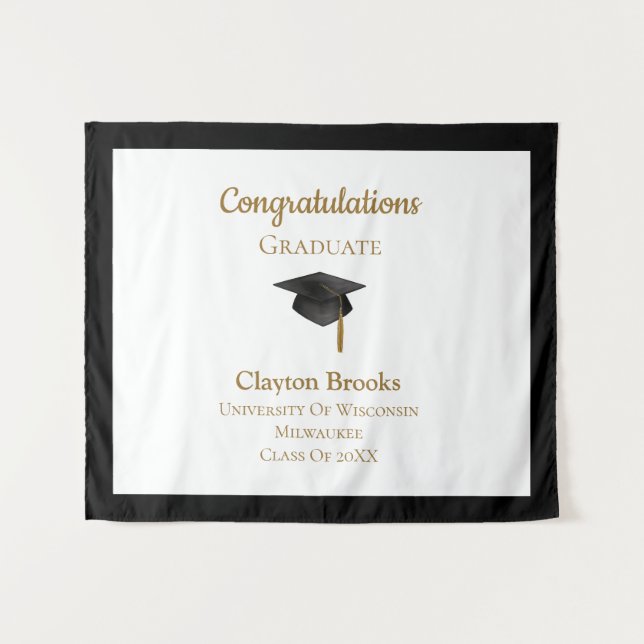 Herzlichen Glückwunsch zum Abschluss mit Cap Wandteppich (Vorderseite (Horizontal))