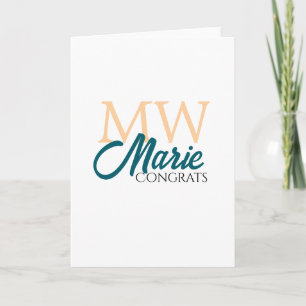Herzlichen Glückwunsch zum Abschluss Monogramm ora Karte